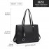 LN1909 - panna Lulu Glossy Detail Shoulder Bag - Black